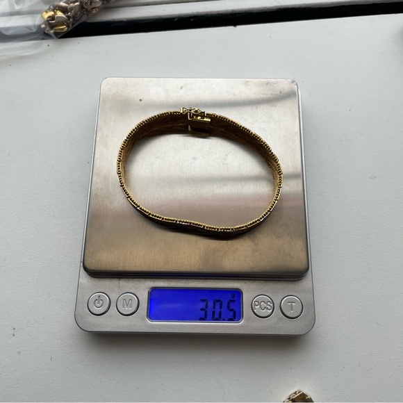 Milor sterling silver Multi Sterling Silver Gold Herringbone Cuff Bracelet - Picture 14 of 14